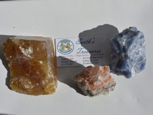 Calcite - Brown - Tri-colored - Blue    Mexico Set of 3  A-78 (-1,-2,-3)