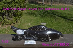 Petrified Wood Carved Fish Indonesia  A-33